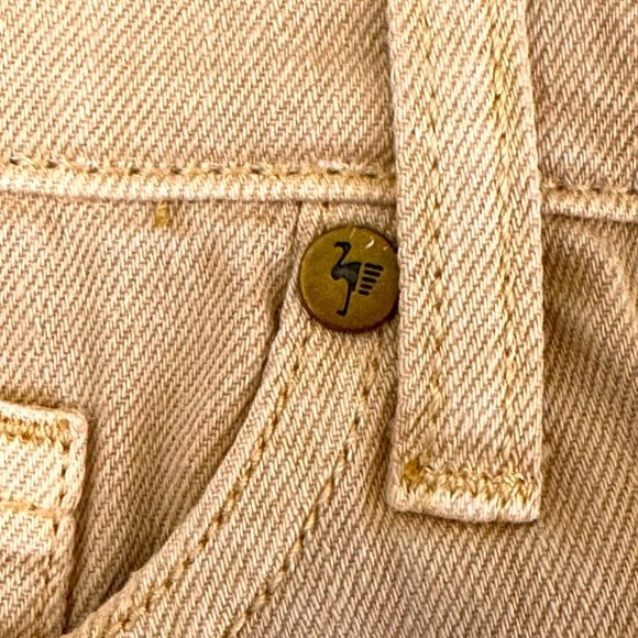 Free People Sandrine Rose Beige Jean Shorts Gold Side Zippers Fringe Tri… - Picture 10 of 11